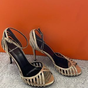 ❣️Super Rare ❣️ PIERRE HARDY High Hell Silver Sandals Multi Strap Open Toe Round